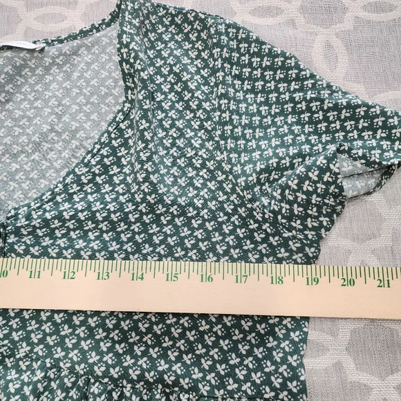 Ces Femme Pattern Button Front Short Sleeve Tunic Mini Dress S - Picture 8 of 9